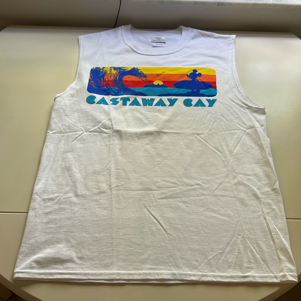 Disney Cruise Line Castaway Cay Sleeveless White Men’s Tank Top Shirt